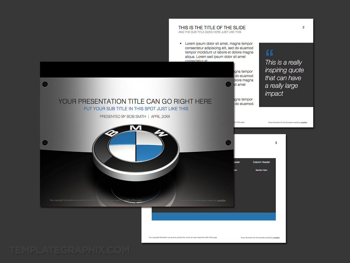 powerpoint template with 3d bmw logo