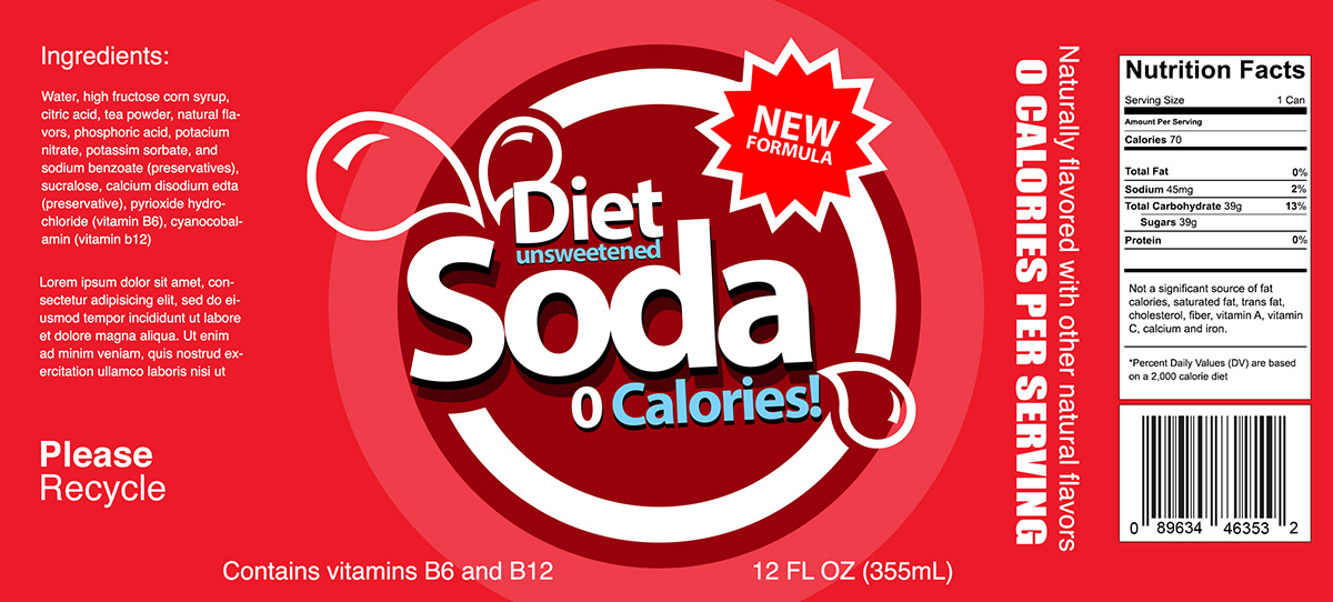 red diet soda can label