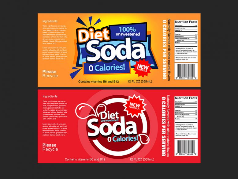 Generic vector soda can labels preview