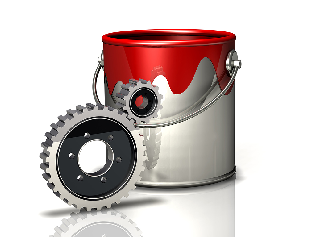 paint bucket and gears