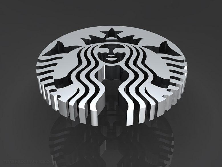 silver 3d starbucks logo