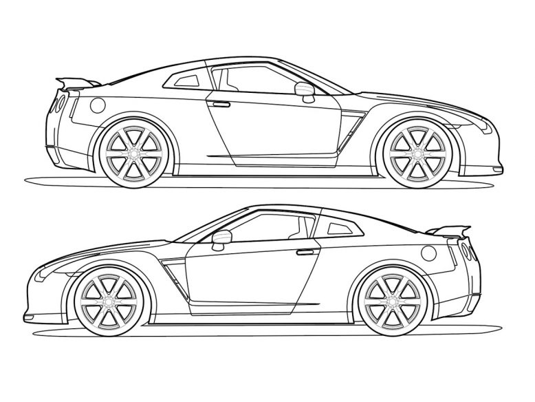 Nissan R35 GT-R side view vector