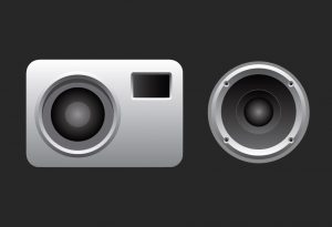 vector camera and speaker icons