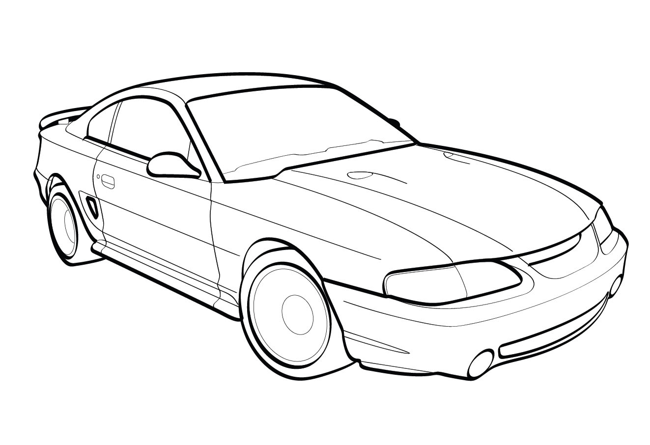 1999 ford cobra mustang vector line drawing