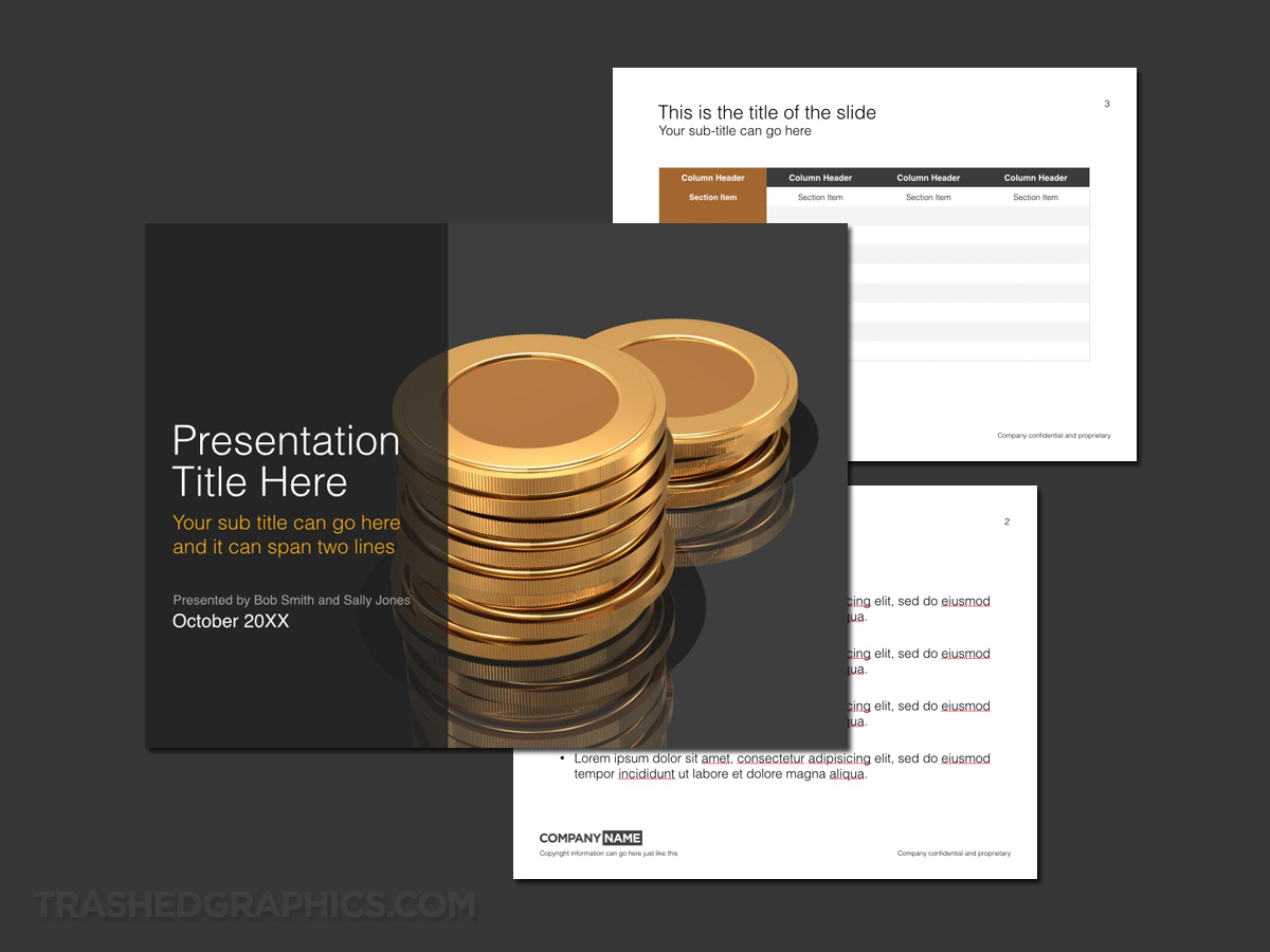 gold coins and financial theme for keynote
