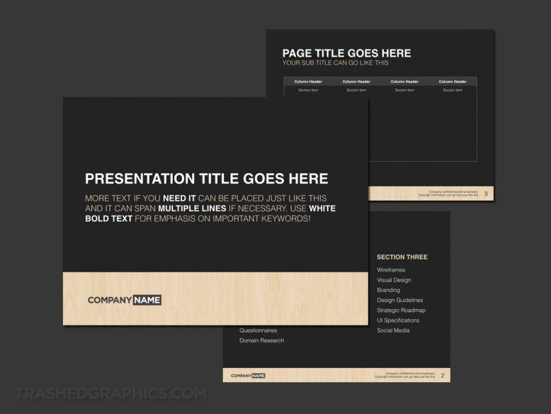 Typography and woodgrain template keynote