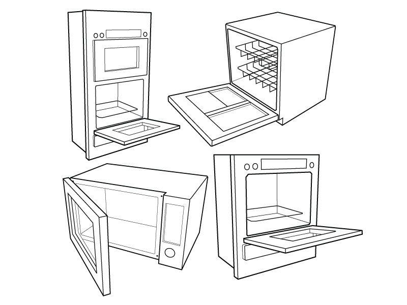 kitchen appliance vector drawings
