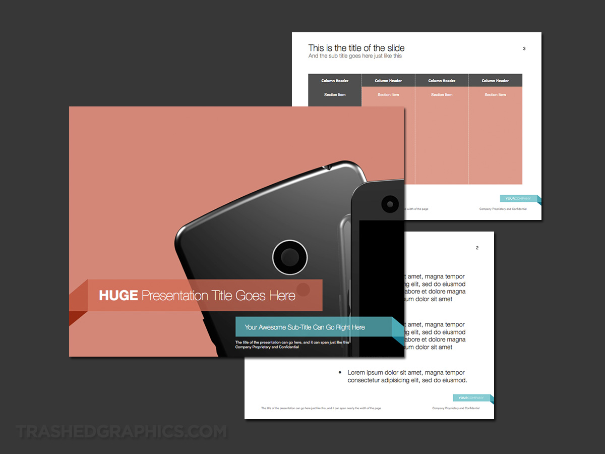 3 page Mobile phone PowerPoint theme
