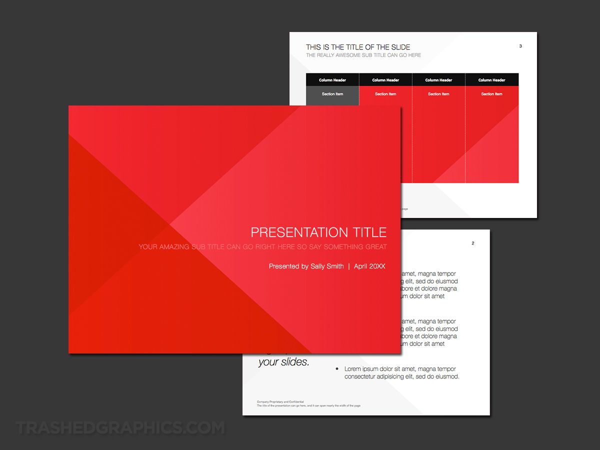 angular red / flat style powerpoint template