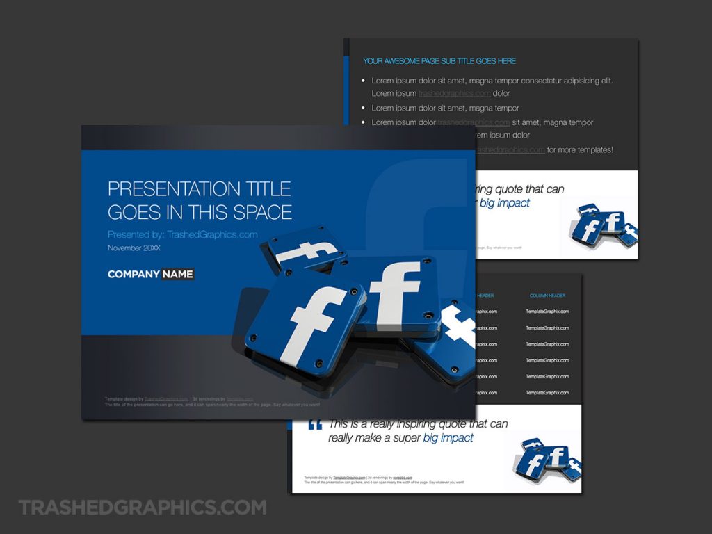 Facebook PowerPoint template with 3d app icons TrashedGraphics