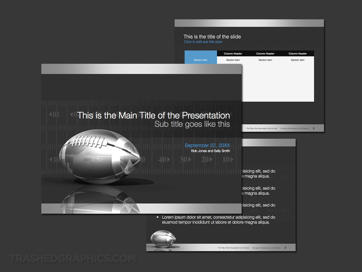 Silver football field PowerPoint template