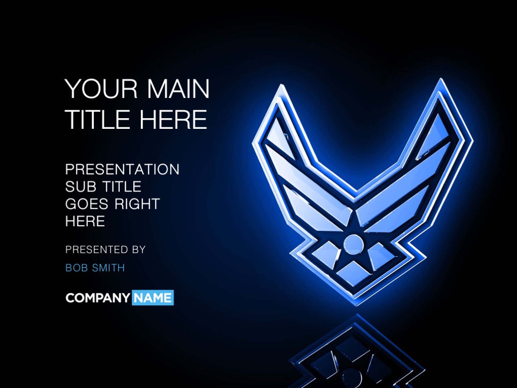 Dark blue Air Force PowerPoint template cover