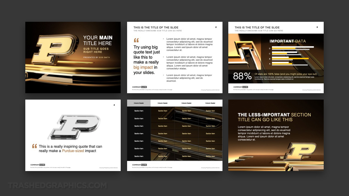 Purdue PowerPoint template featuring stunning 3d logos TrashedGraphics